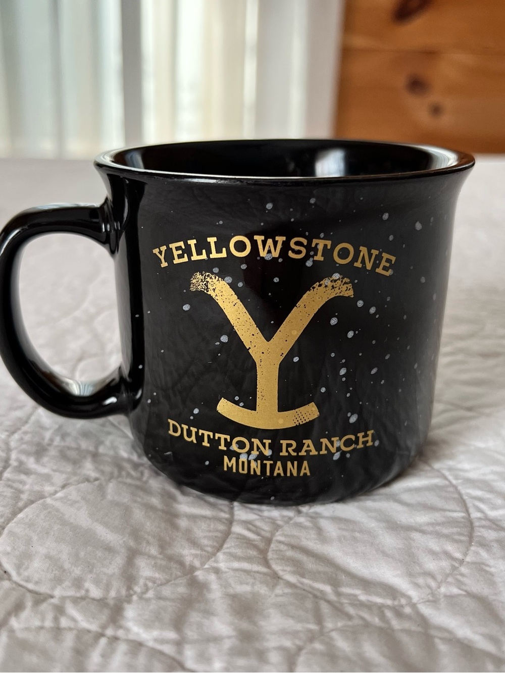 Yellowstone Dutton Ranch Black Ceramic Mug with Gold Logo “Protect This House”